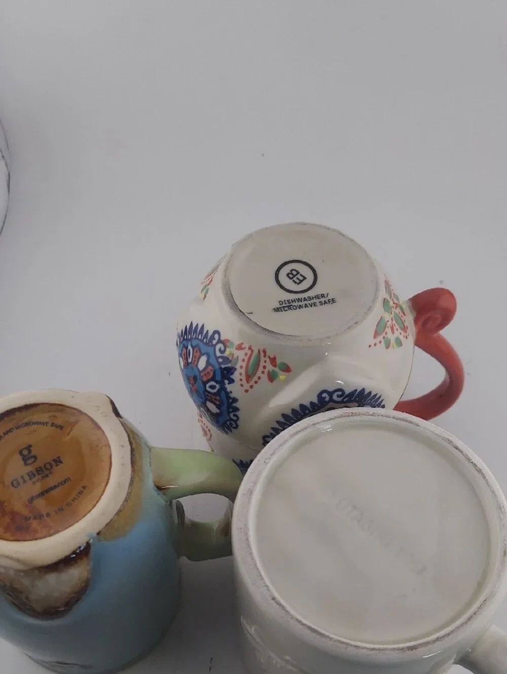 Vintage Owl Mug Set - Blue, White, Cream with Coral Accent